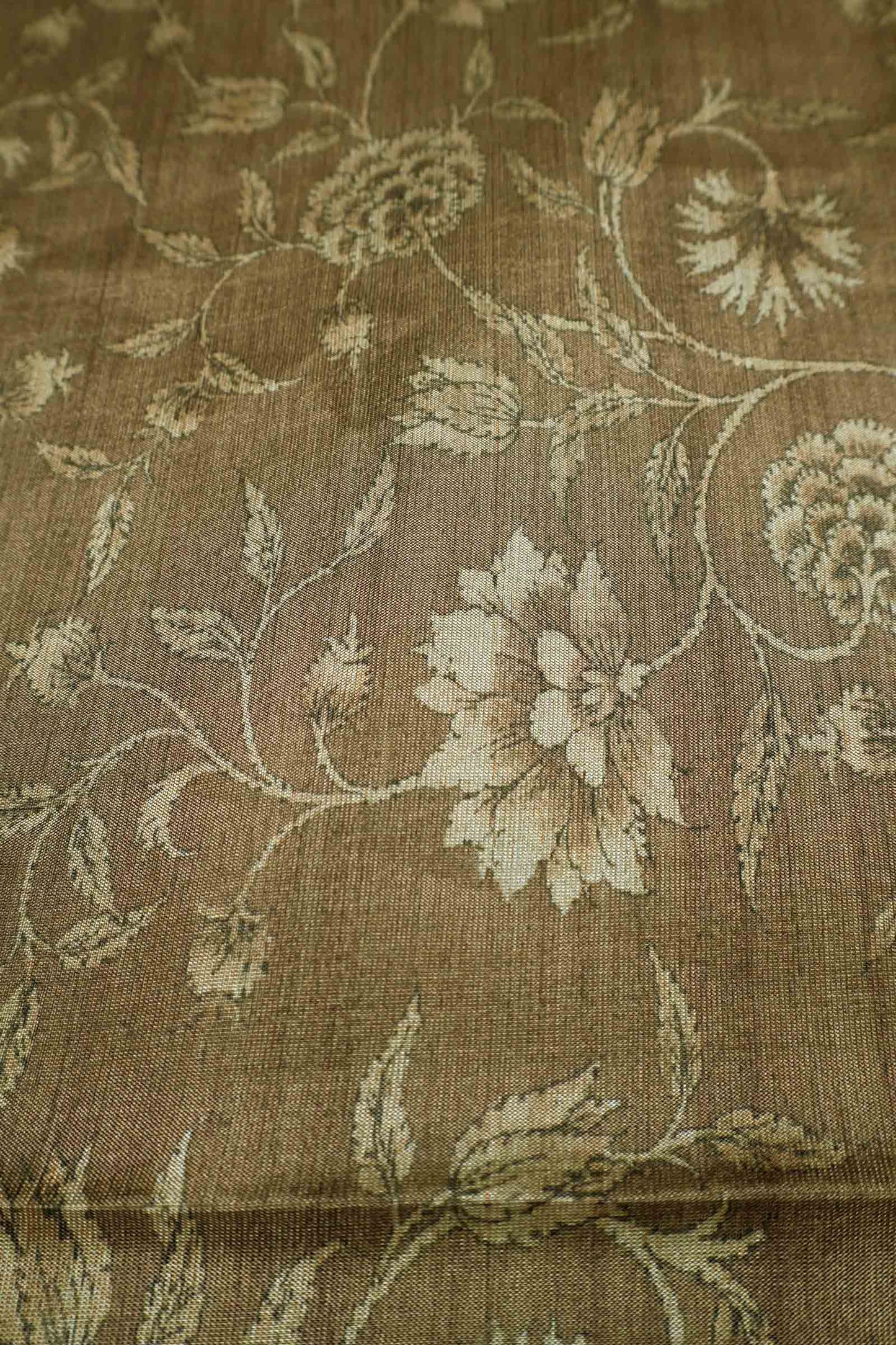 Moss Green With Brown Semi Tussar Blooming Magic Prints Flamingo Border Saree