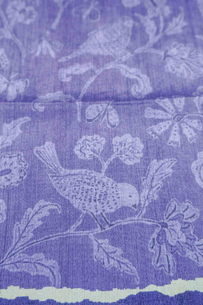 Lavander Semi Tussar Blooming Magic Prints Crane Border Saree