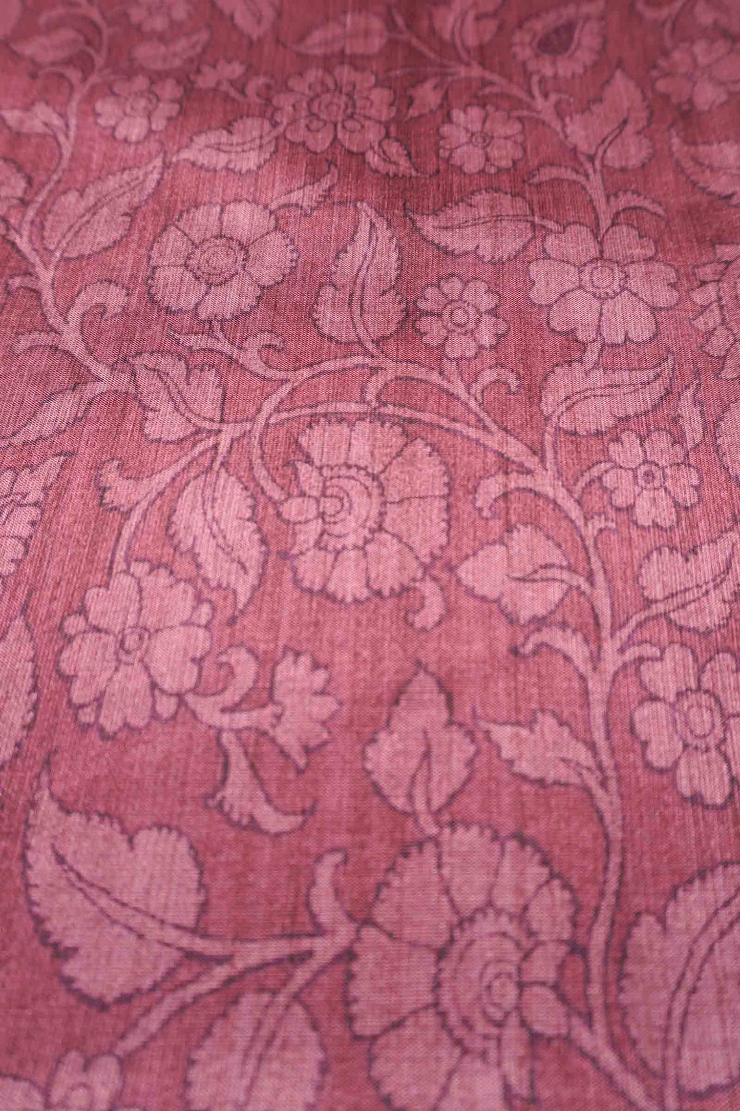 Red Semi Tussar Blooming Magic Prints Peacock Border Saree