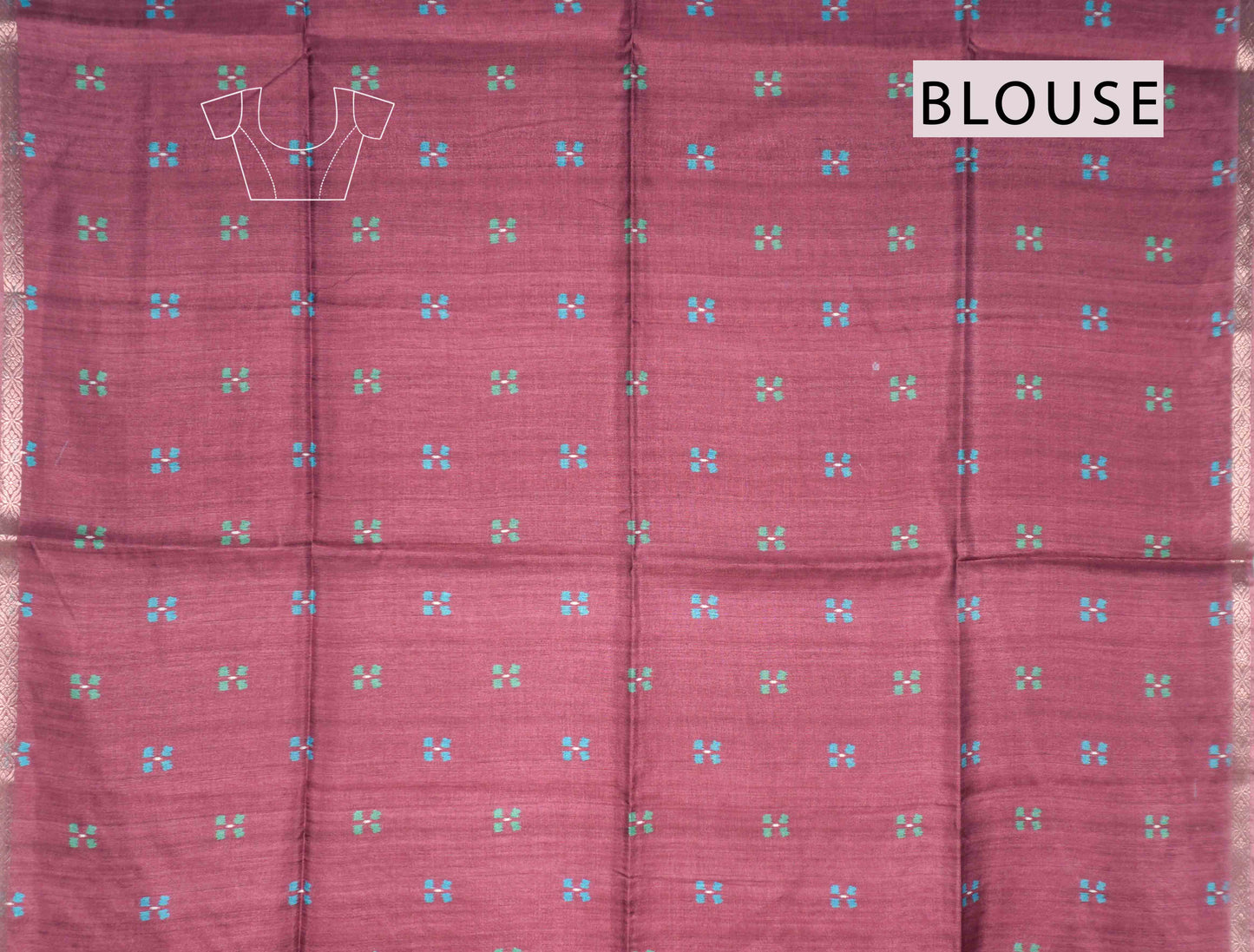Red Semi Tussar Blooming Magic Prints Peacock Border Saree