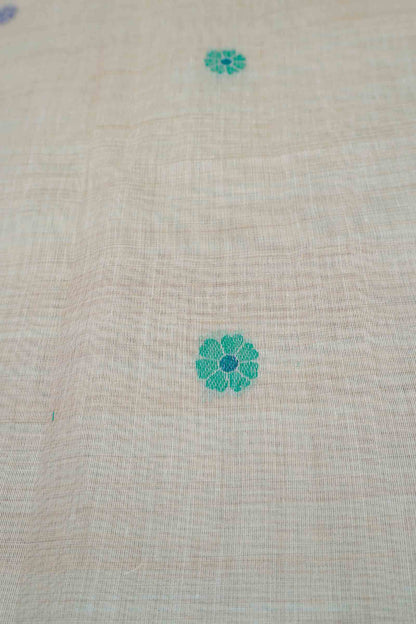 Off White Bengal Cotton Mini Butta Jamdani Style Pallu Border Saree