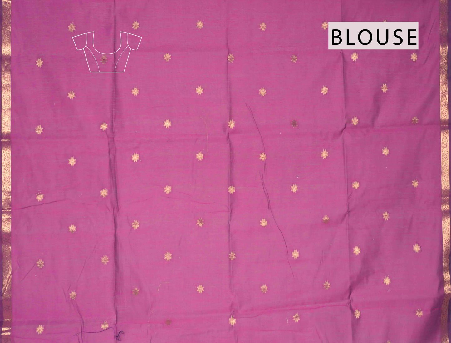 Purple Semi Maheswari Cotton Sampada Puspa Butta Contrast Pallu Saree