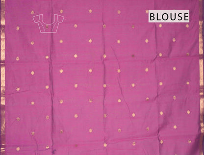 Purple Semi Maheswari Cotton Sampada Puspa Butta Contrast Pallu Saree