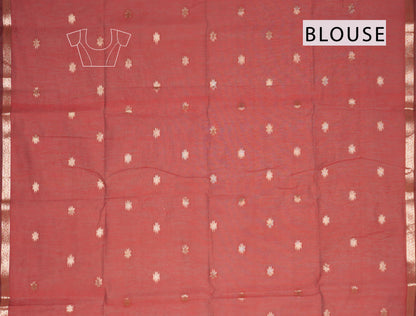 Violet Semi Maheswari Cotton Sampada Puspa Butta Contrast Pallu Saree