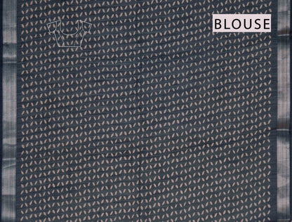 Off White- Black Printed Cotton Paisely Prints Jute Finish Saree