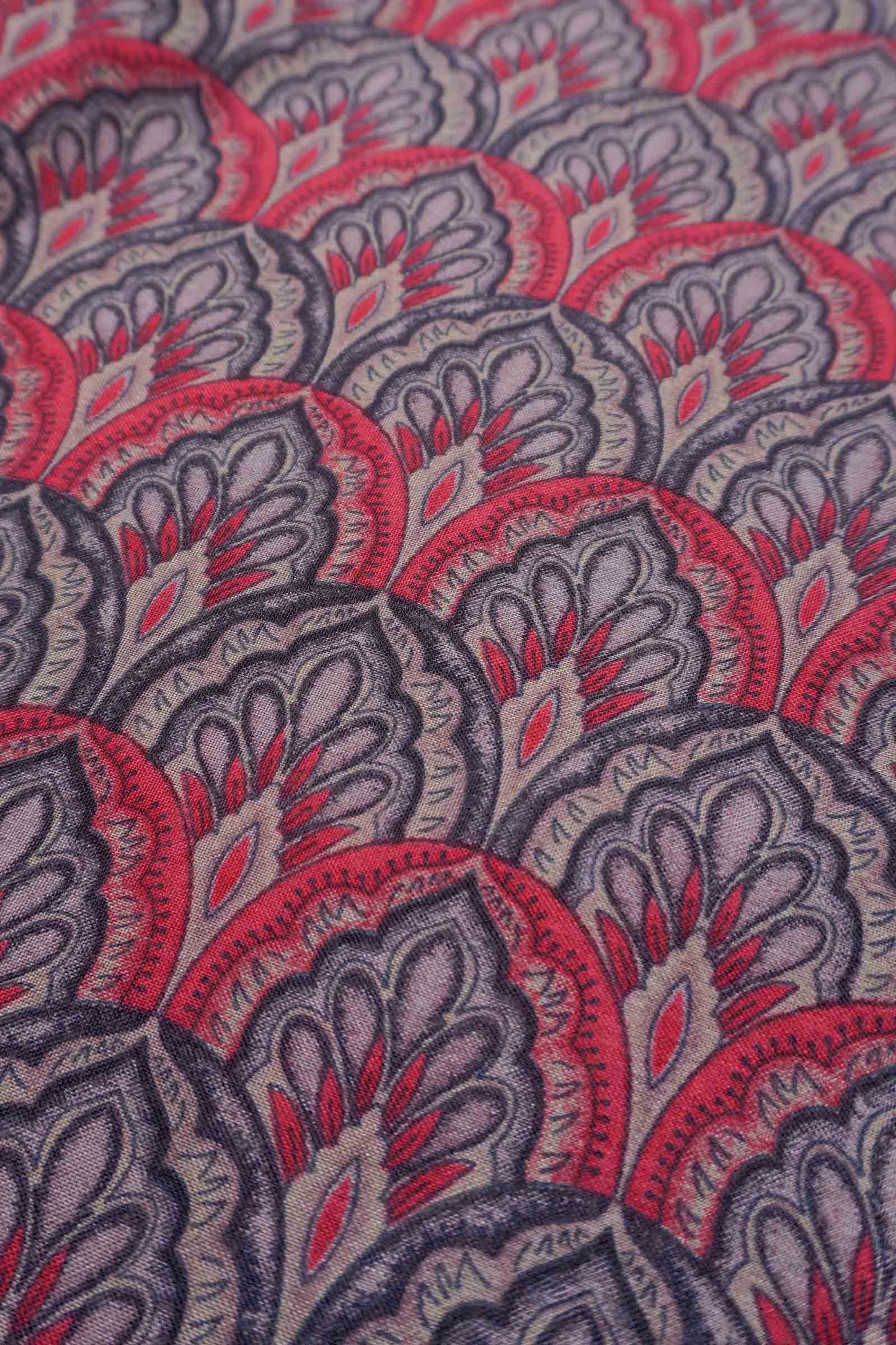 Red With Black Printed Malai Cotton Flames of Forest Zari Border Saree