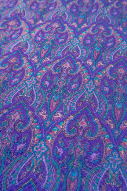 Royal Violet Printed Malai Cotton Rich Florals Zari Border Saree