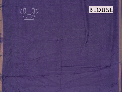 Royal Violet Printed Malai Cotton Rich Florals Zari Border Saree