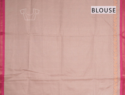 Off White With Pink Printed Cotton Temple Border Butta Saree