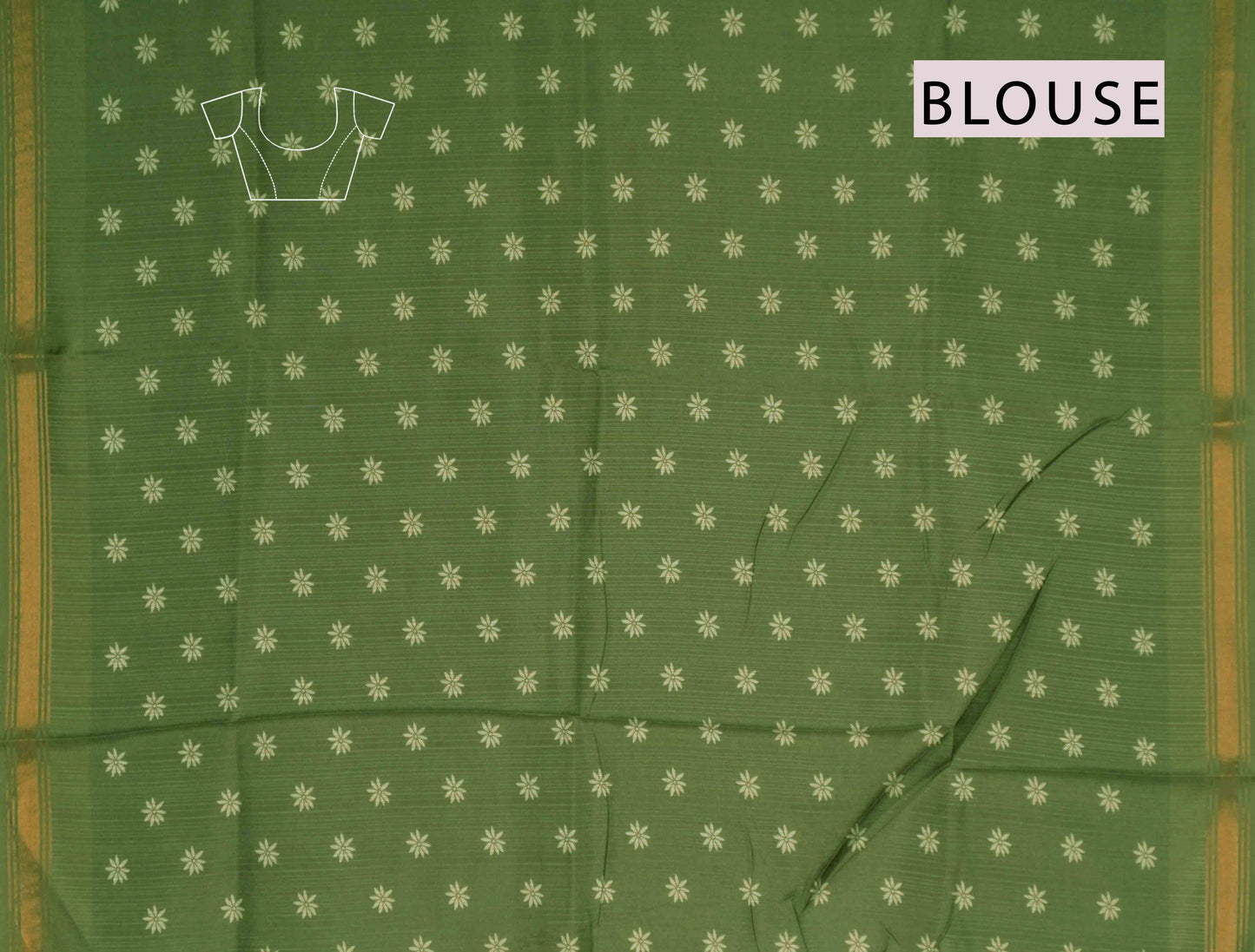 Violet Printed Cotton Foliage Border Zari Border Saree