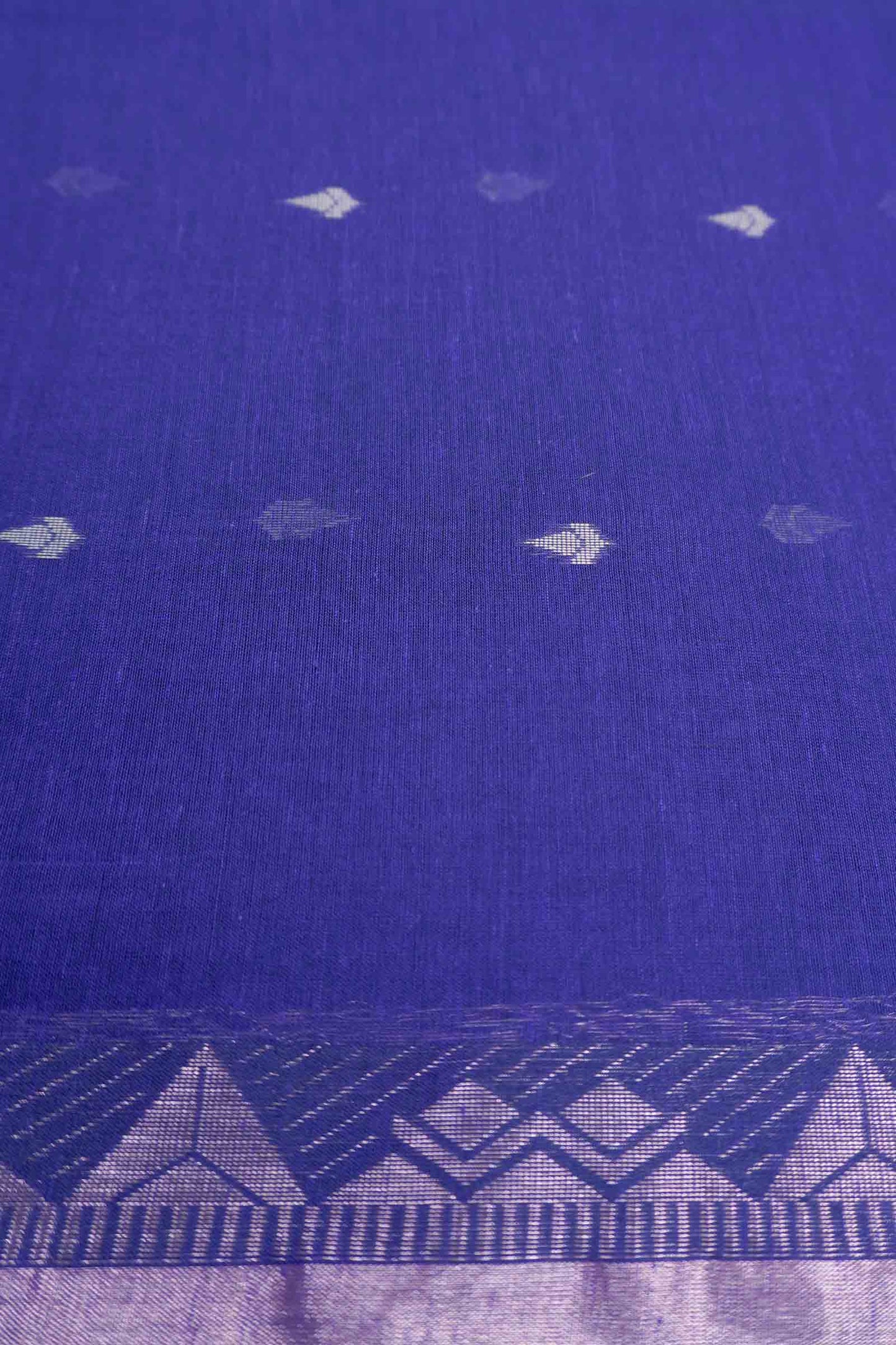 Violet Soft Bengal Cotton Mini Tilaka Butta Gopuram Style Border Block Zari Pallu Saree