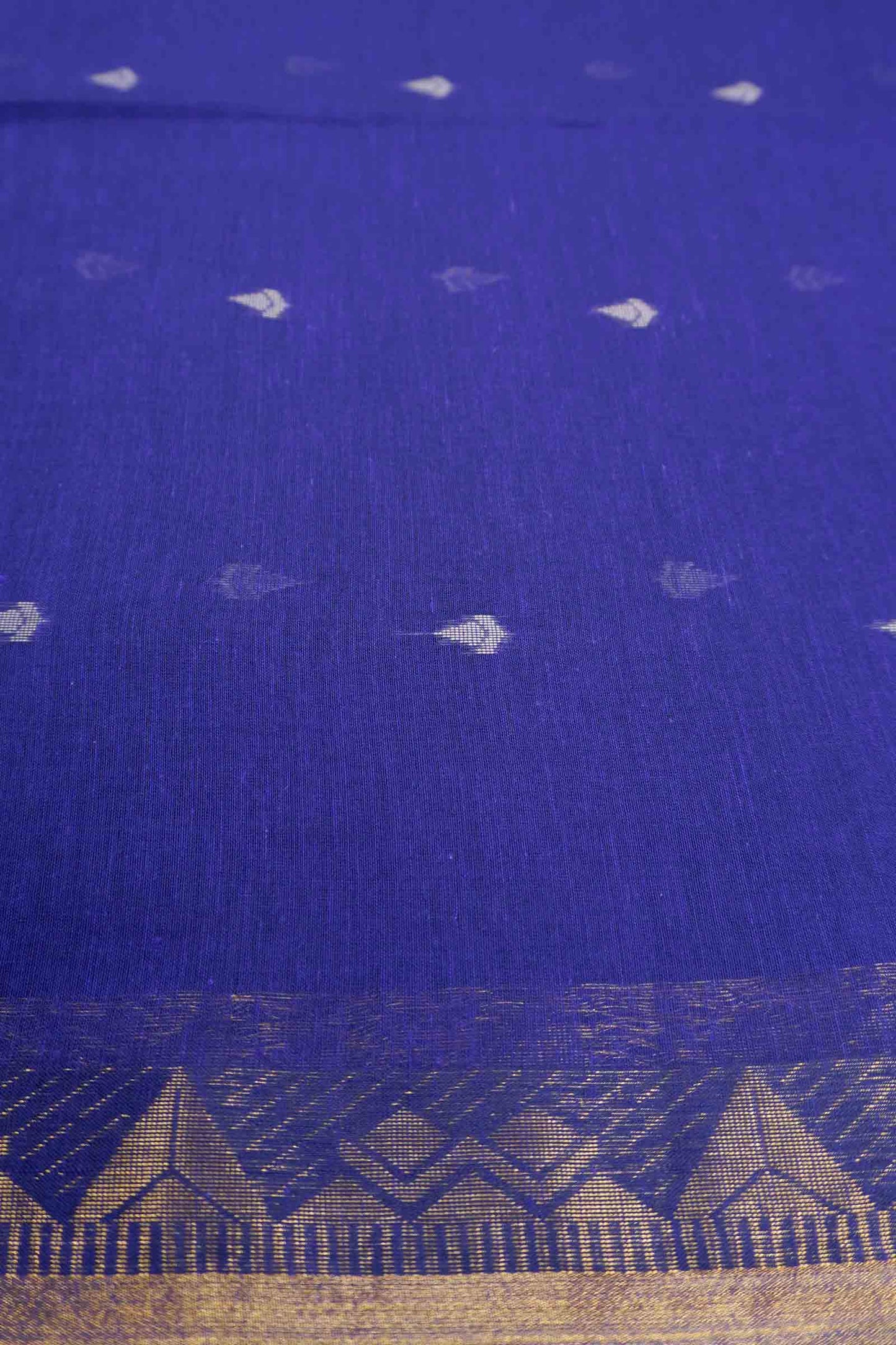 Violet Soft Bengal Cotton Mini Tilaka Butta Block Zari Pallu Saree