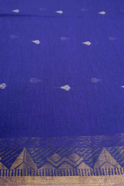 Violet Soft Bengal Cotton Mini Tilaka Butta Block Zari Pallu Saree