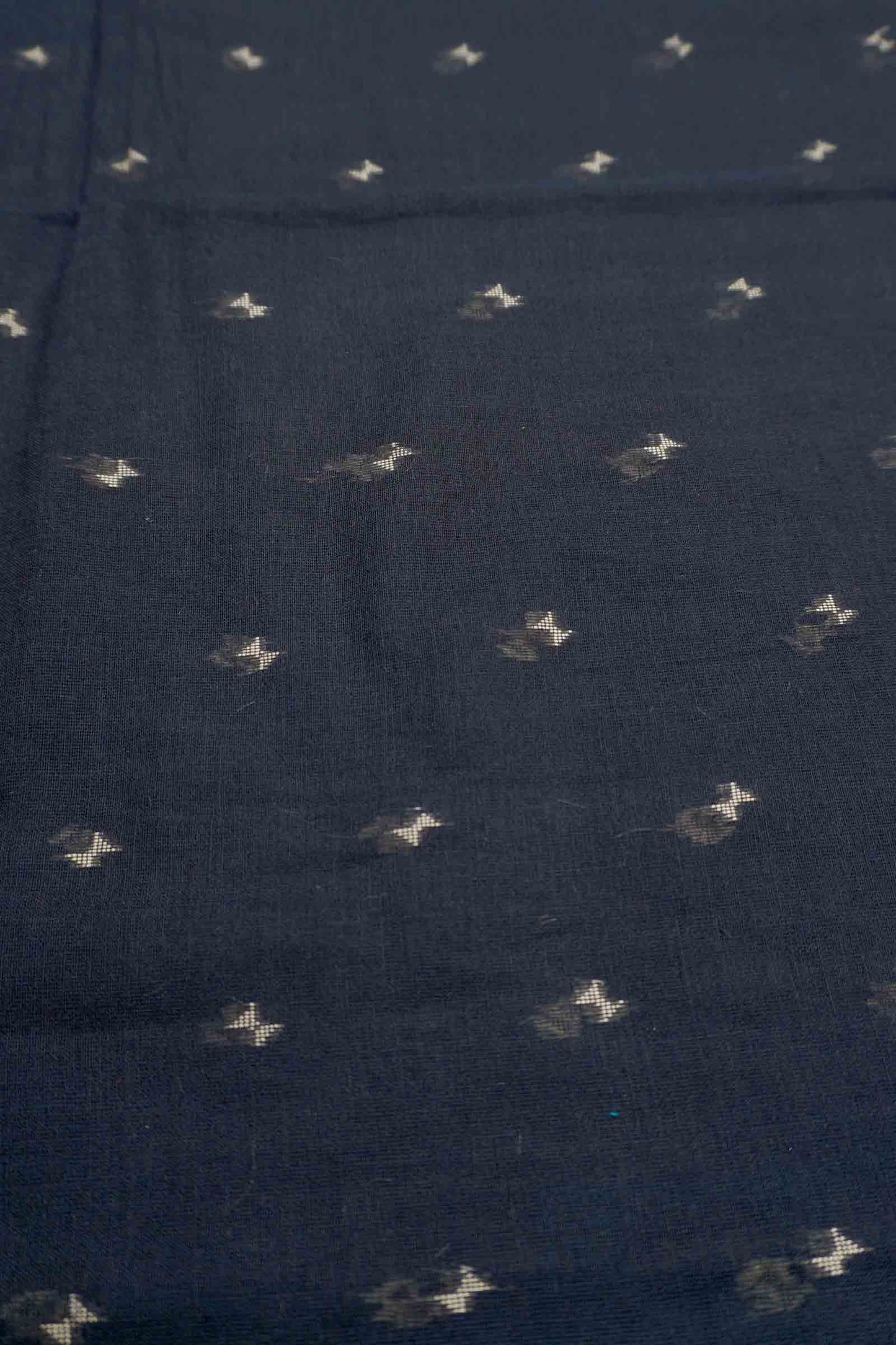 Black Soft Bengal Cotton Mini Butta Block Zari Pallu Saree