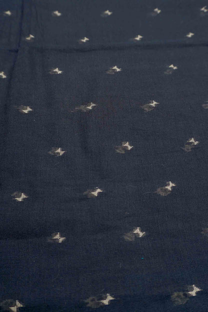 Black Soft Bengal Cotton Mini Butta Block Zari Pallu Saree