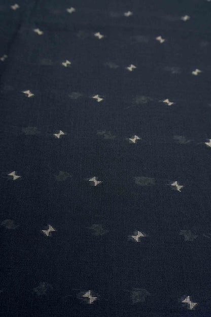 Black Soft Bengal Cotton Mini Butta Block Zari Pallu Saree