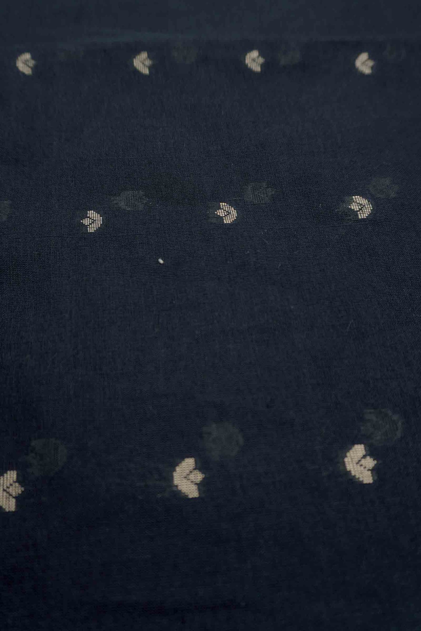 Black Soft Bengal Cotton Mini Leaf Butta Block Zari Pallu Saree