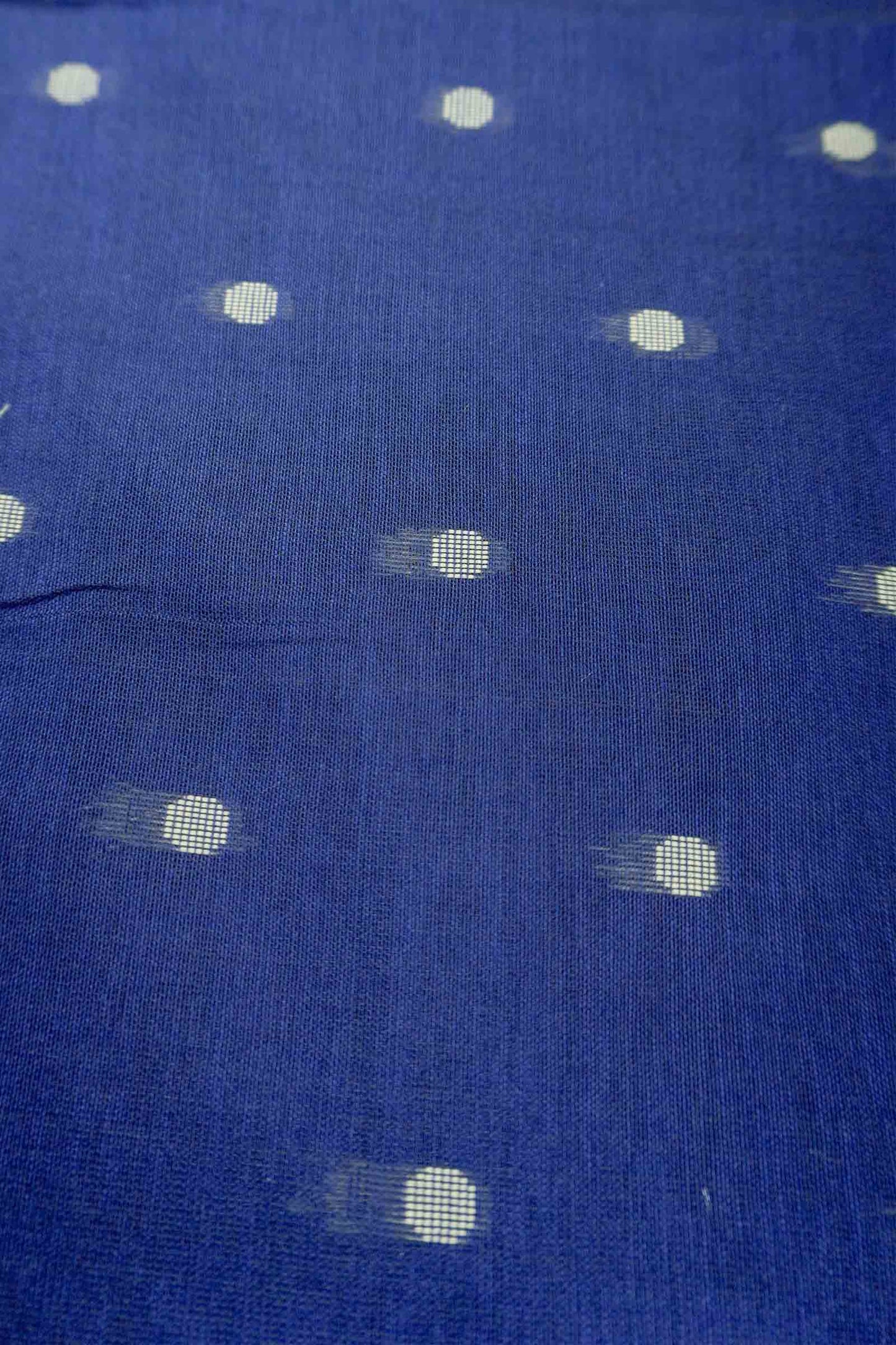Navy Blue Soft Bengal Cotton Mini Polka Butta Block Zari Pallu Saree