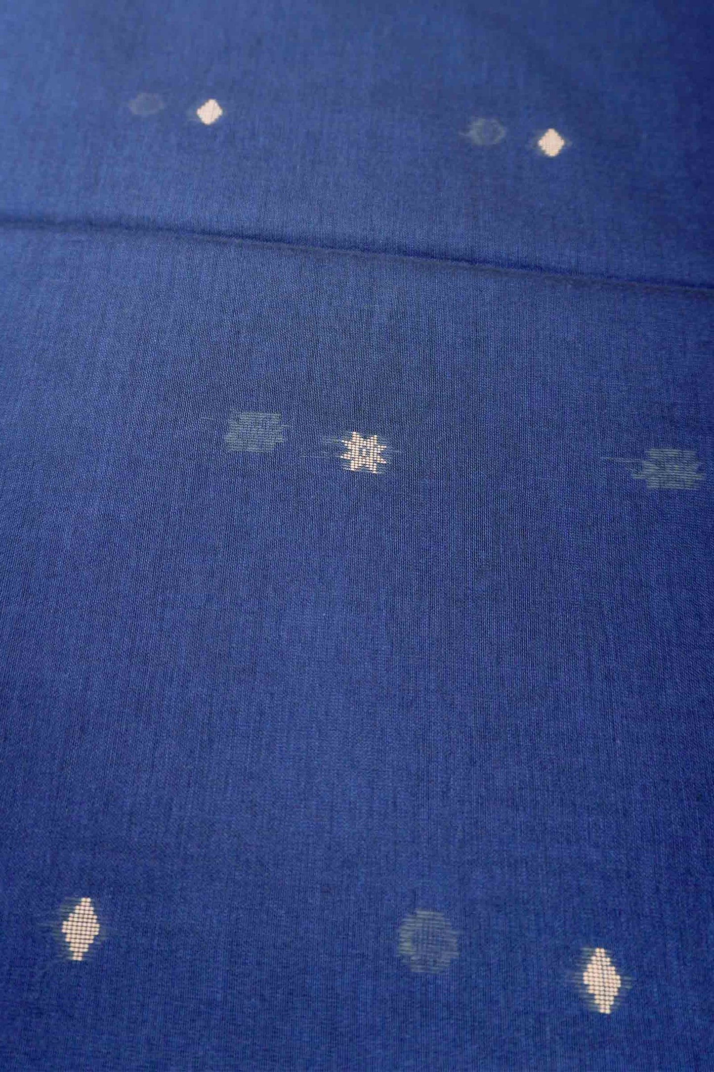 Navy Blue Soft Bengal Cotton Mini Tara Butta Block Zari Pallu Saree