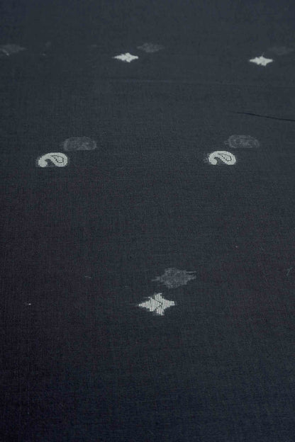 Black Soft Bengal Cotton Mini Cocoa Butta Block Zari Pallu Saree