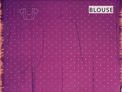 VioletSoft Bengal Cotton Mini Polka Butta Block Zari Pallu Saree