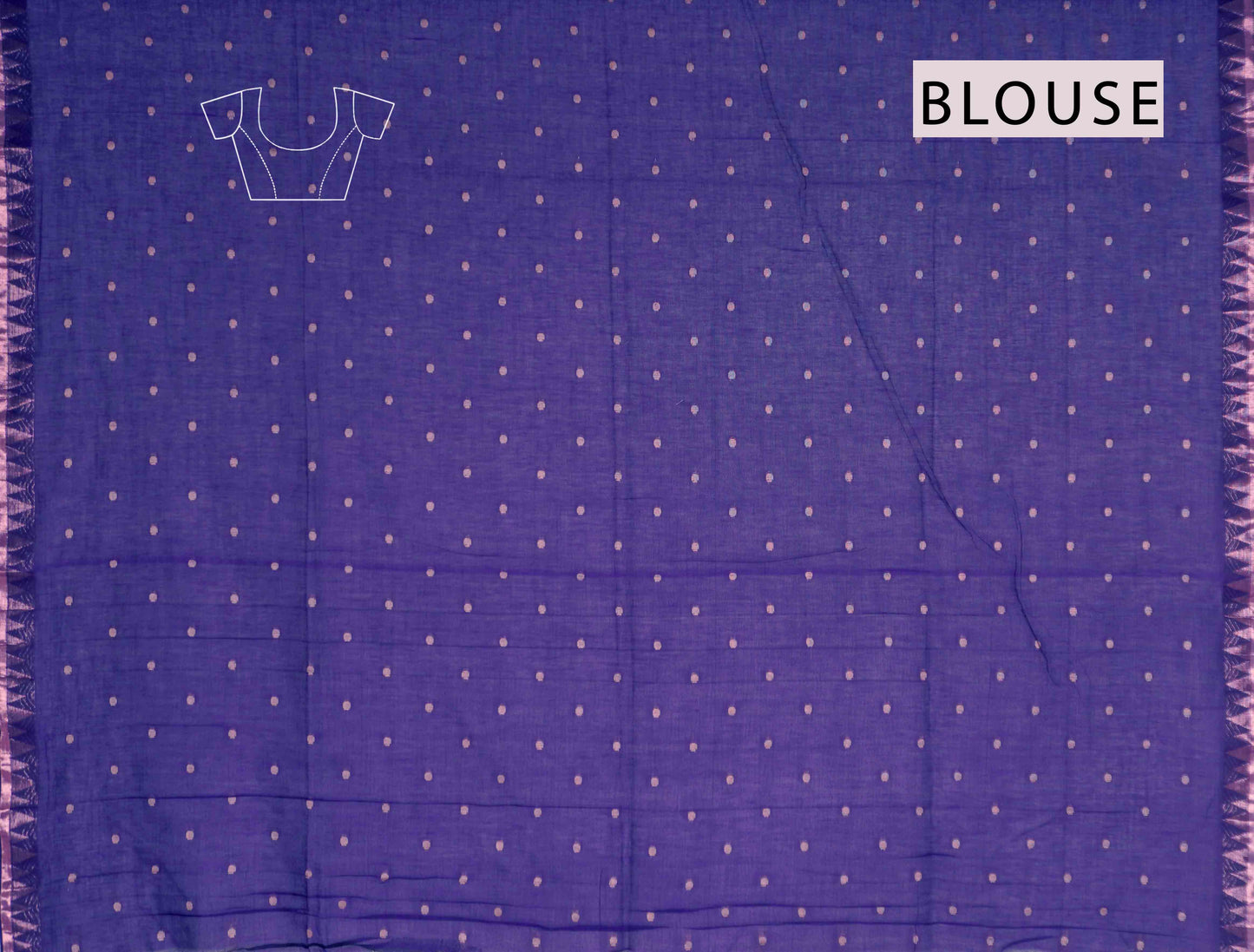 Navy Soft Bengal Cotton Mini Butta Block Zari Pallu Temple Border Saree