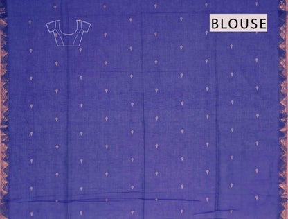 Violet Soft Bengal Cotton Mini Tilaka Butta Block Zari Pallu Saree
