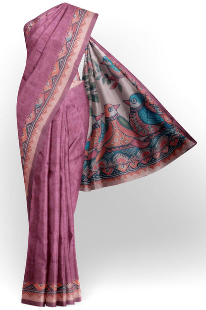 Deep Pink Semi Chanderi Lil Sparrows Pallu Saree