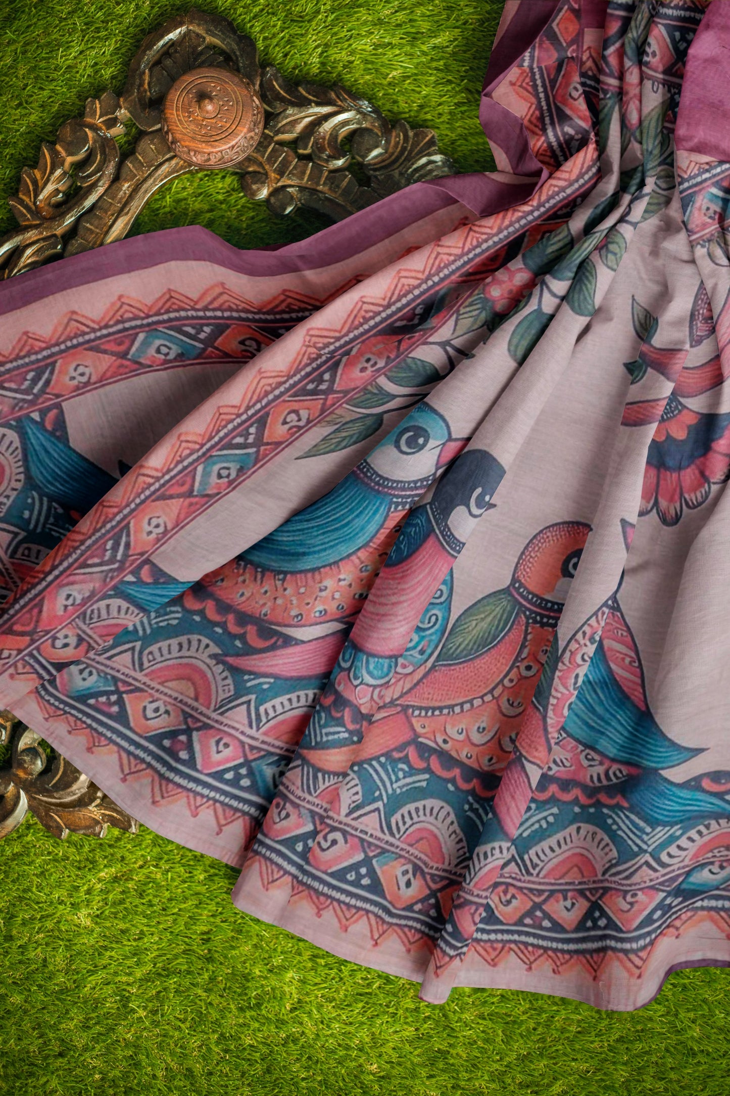 Deep Pink Semi Chanderi Lil Sparrows Pallu Saree