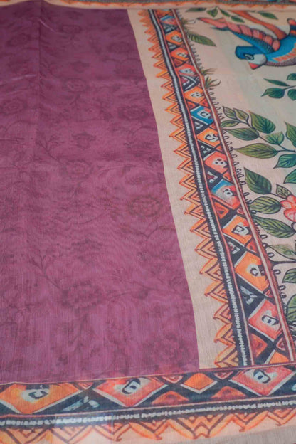 Deep Pink Semi Chanderi Lil Sparrows Pallu Saree