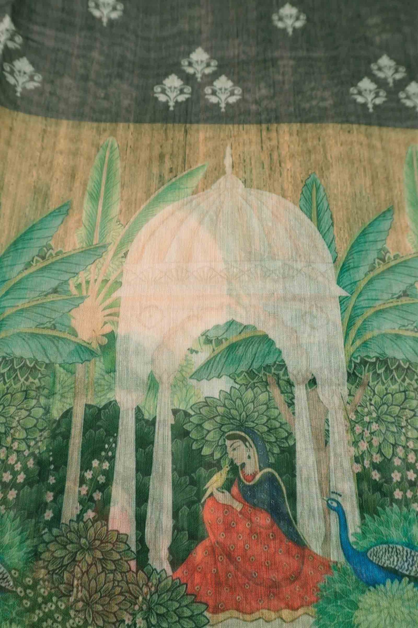 Grey Semi Chanderi Royal Domes Saree