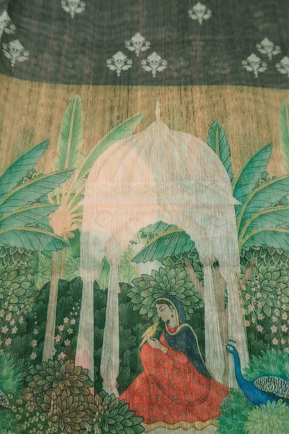 Grey Semi Chanderi Royal Domes Saree