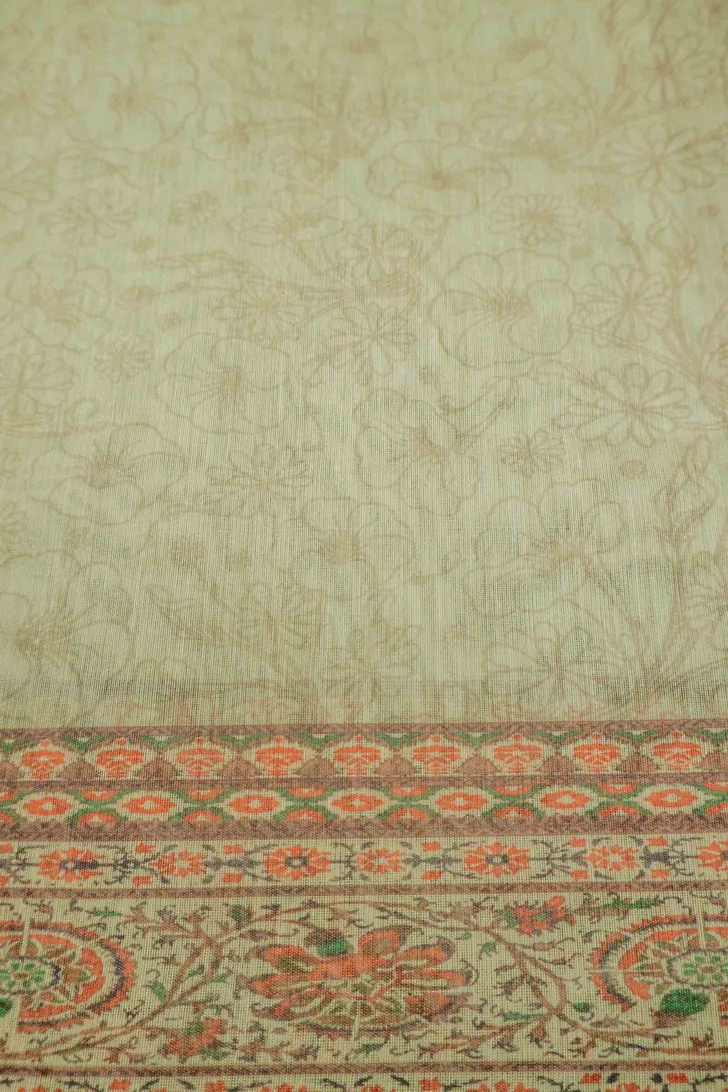 Pastel Green Semi Chanderi Kalamkari Pallu Saree