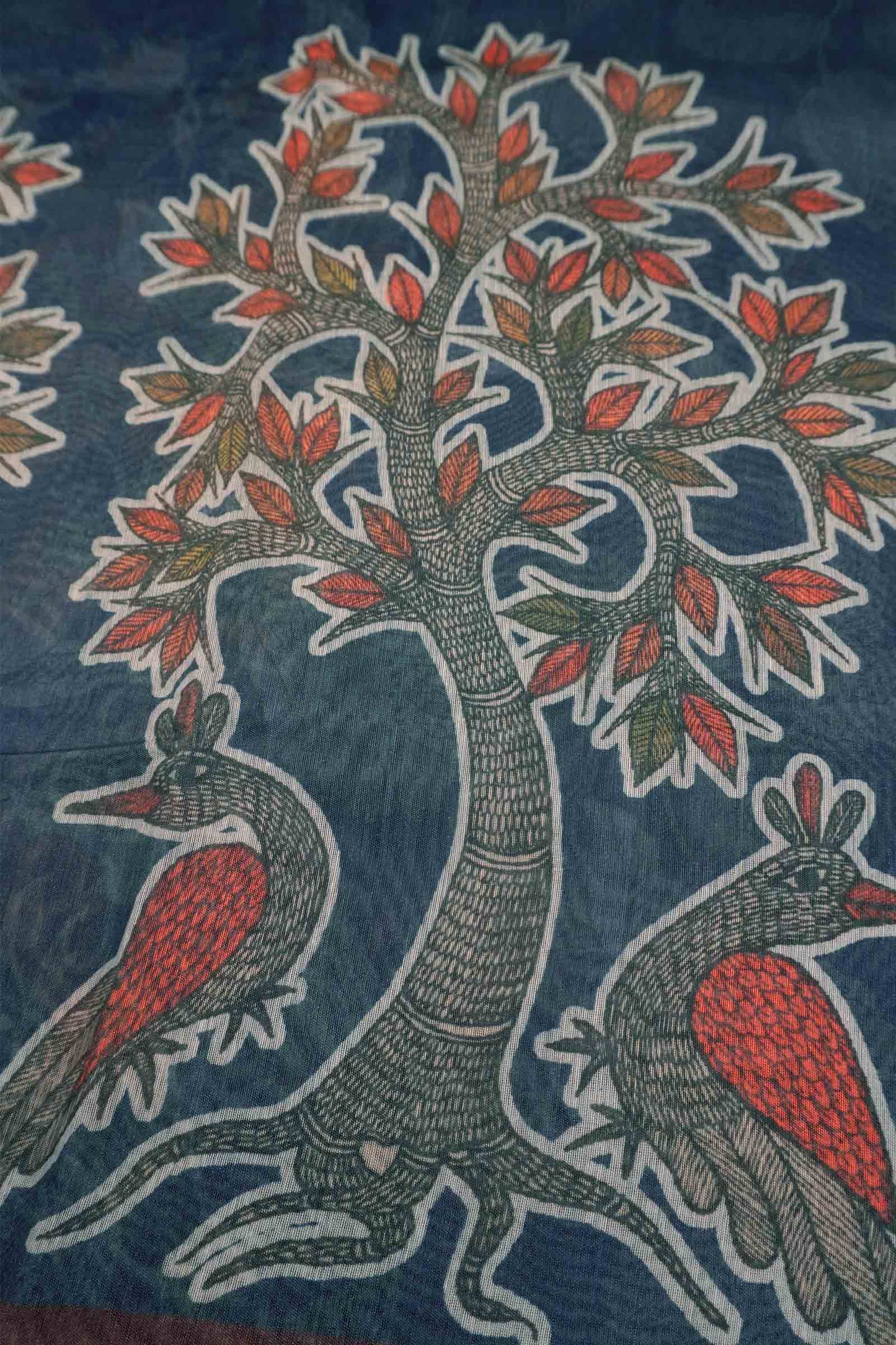 Blue Semi Chanderi Forest Whisperers Saree