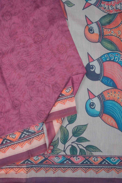 Deep Pink Semi Chanderi Lil Sparrows Pallu Saree