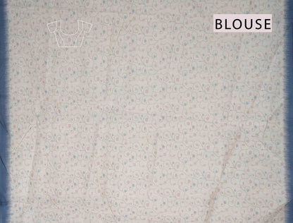 Denim Blue Semi Chanderi Pastoral Dreams Pallu Saree