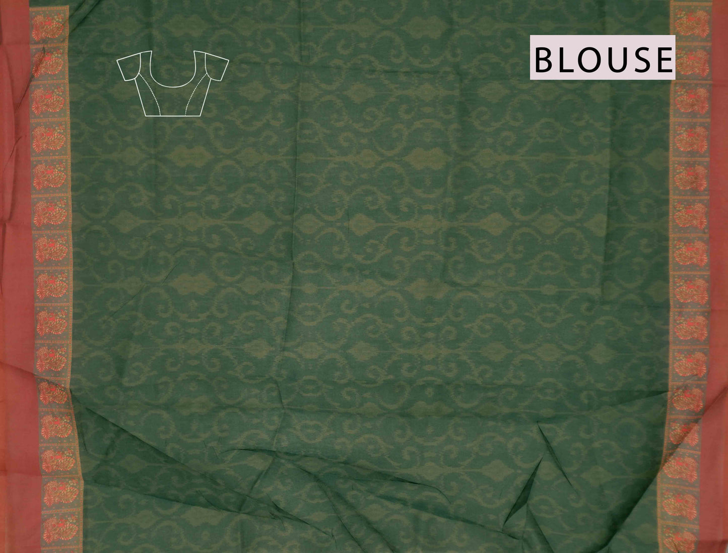 Green Semi Chanderi Floral Border Kalamkari Inspired Pallu Saree