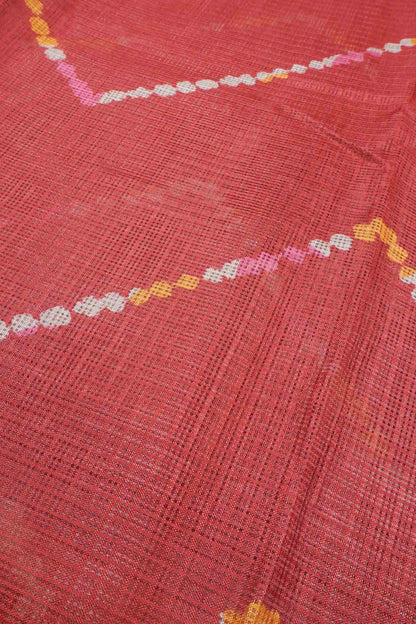 Maroon Printed Cotton Fancy ZigZag Self Checks Saree