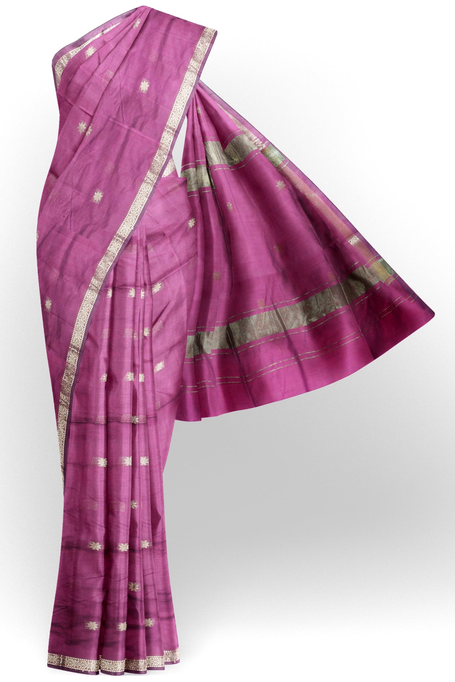 Purple Semi Maheswari Cotton Small Butta Self Pallu Saree