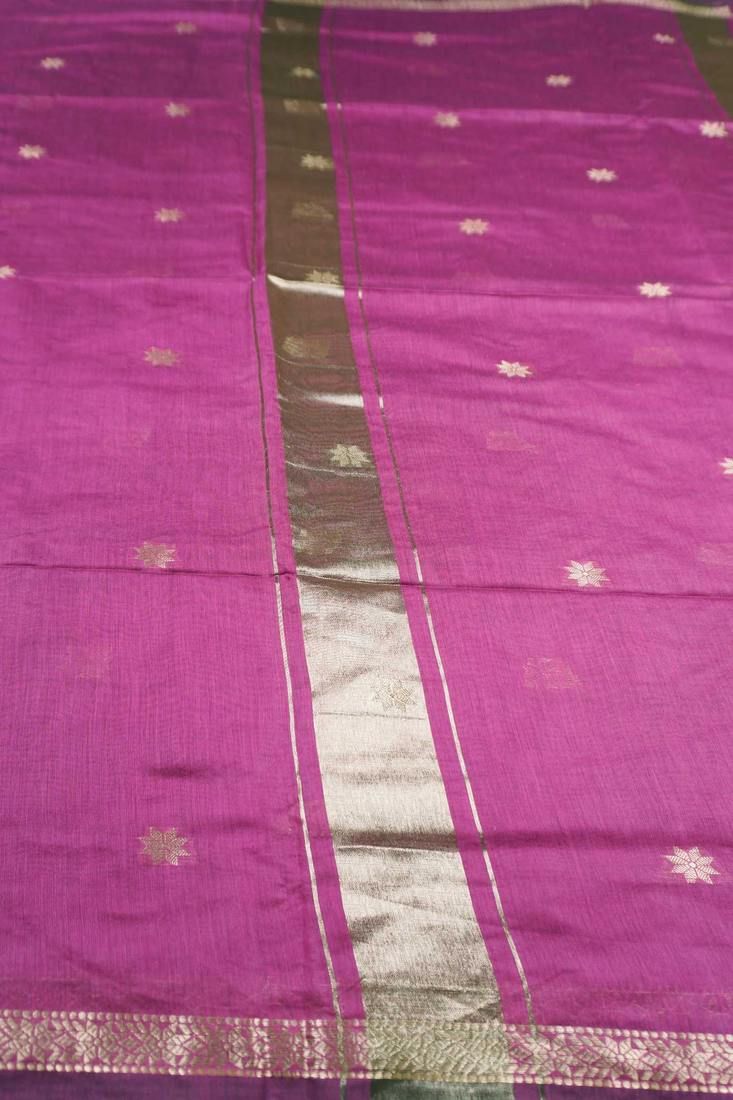 Purple Semi Maheswari Cotton Small Butta Self Pallu Saree