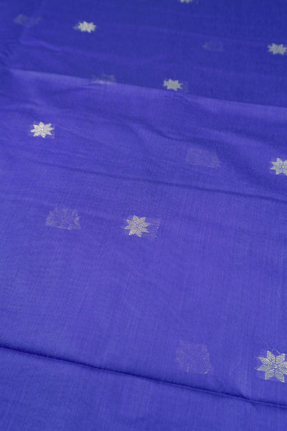 Violet Semi Maheswari Cotton Small  Butta Contrast Blue Pallu Saree