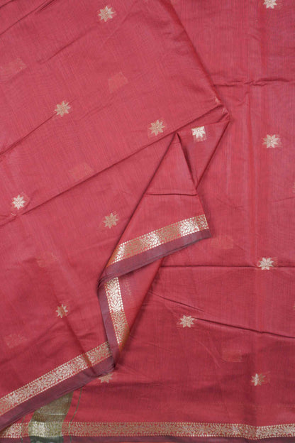 Maroon Semi Maheswari Cotton Small Butta Self Pallu Saree