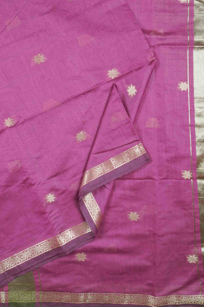 Purple Semi Maheswari Cotton Small Butta Self Pallu Saree