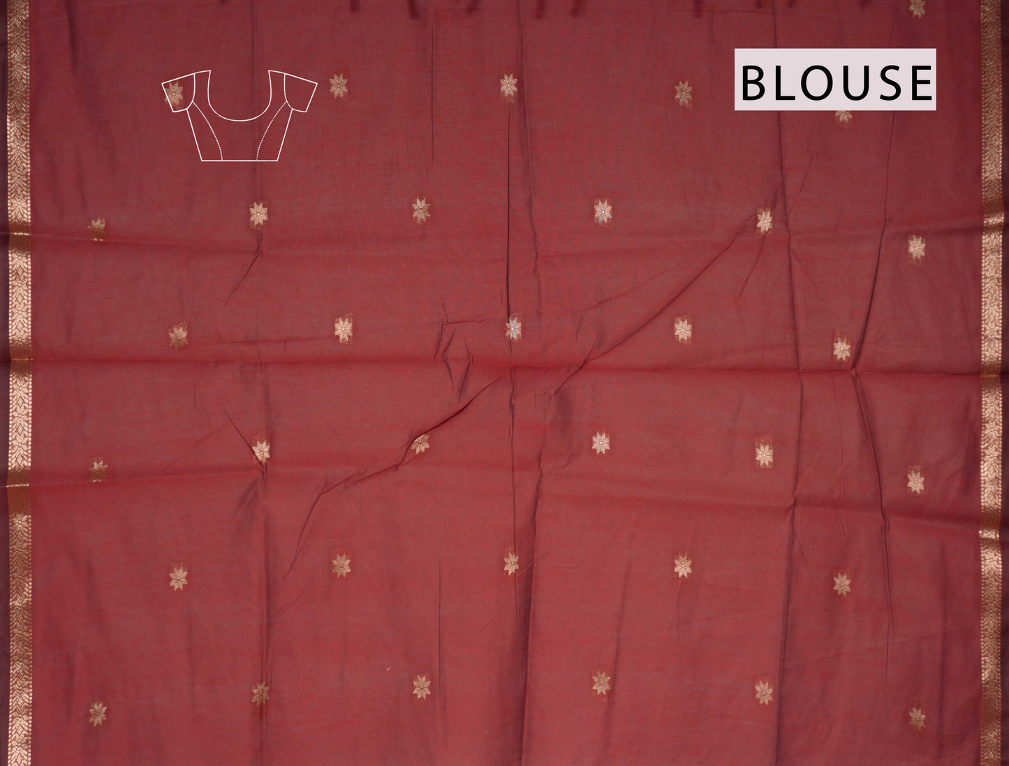 Maroon Semi Maheswari Cotton Small Butta Self Pallu Saree