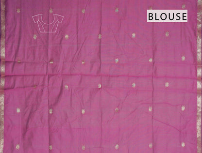 Purple Semi Maheswari Cotton Small Butta Self Pallu Saree