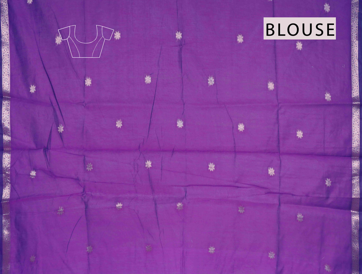 Orange Semi Maheswari Cotton Small Butta Contrast Purple Pallu Saree