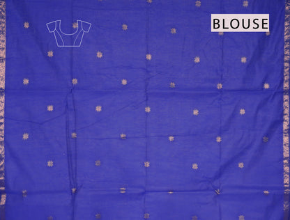 Lavander Semi Maheswari Cotton Small  Butta Contrast Blue Pallu Saree