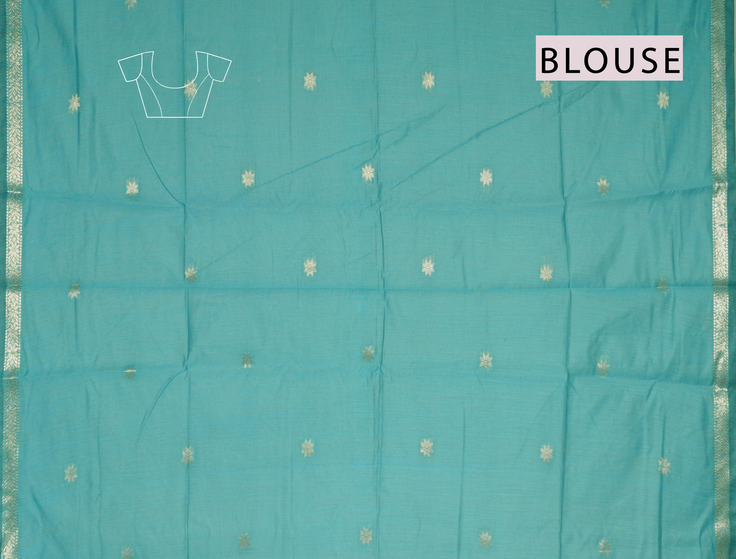 Violet Semi Maheswari Cotton Small  Butta Contrast Blue Pallu Saree