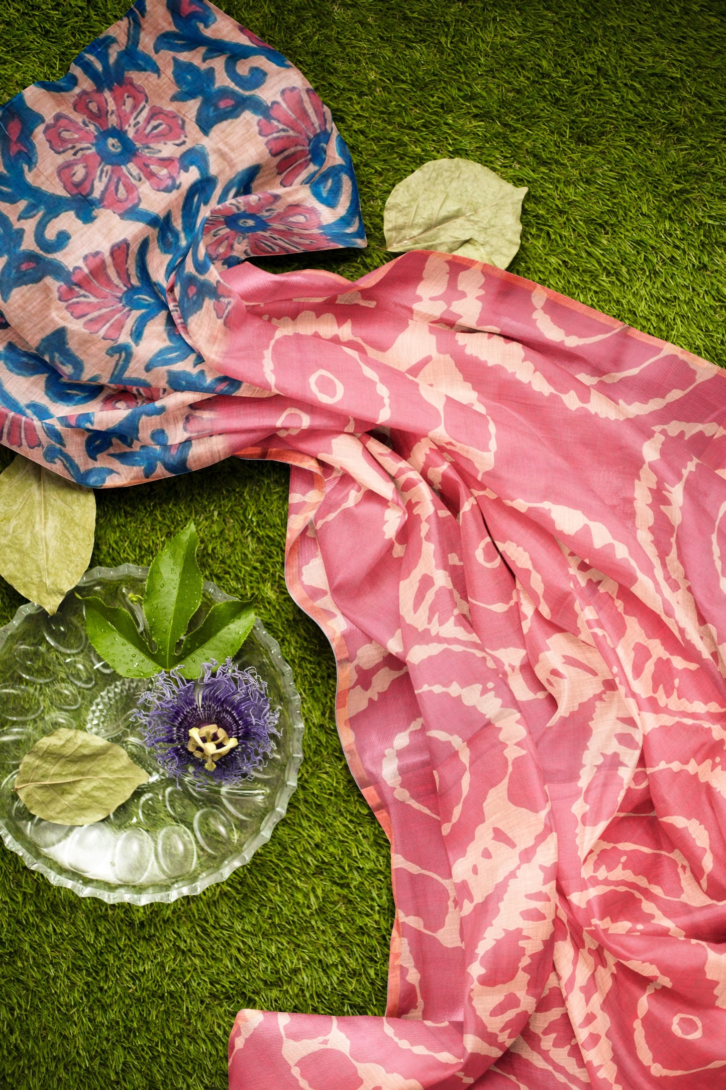 Pink Semi Linen Artsy Rings Printed Zari Border Floral Pallu Saree