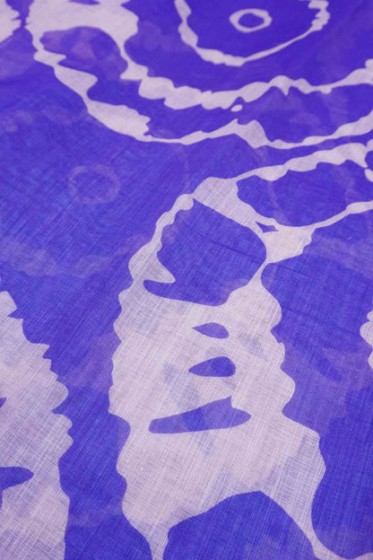 Violet Semi Linen Artsy Rings Printed Zari Border Floral Pallu Saree